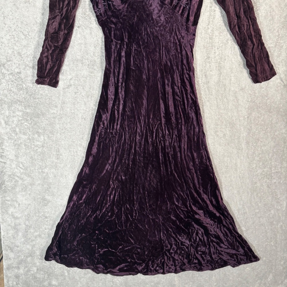 Vntg Nostalgia Plum Purple Velvet Embroidered Maxi Dress Fits M Y2K Goth‎ Grunge - Picture 5 of 13